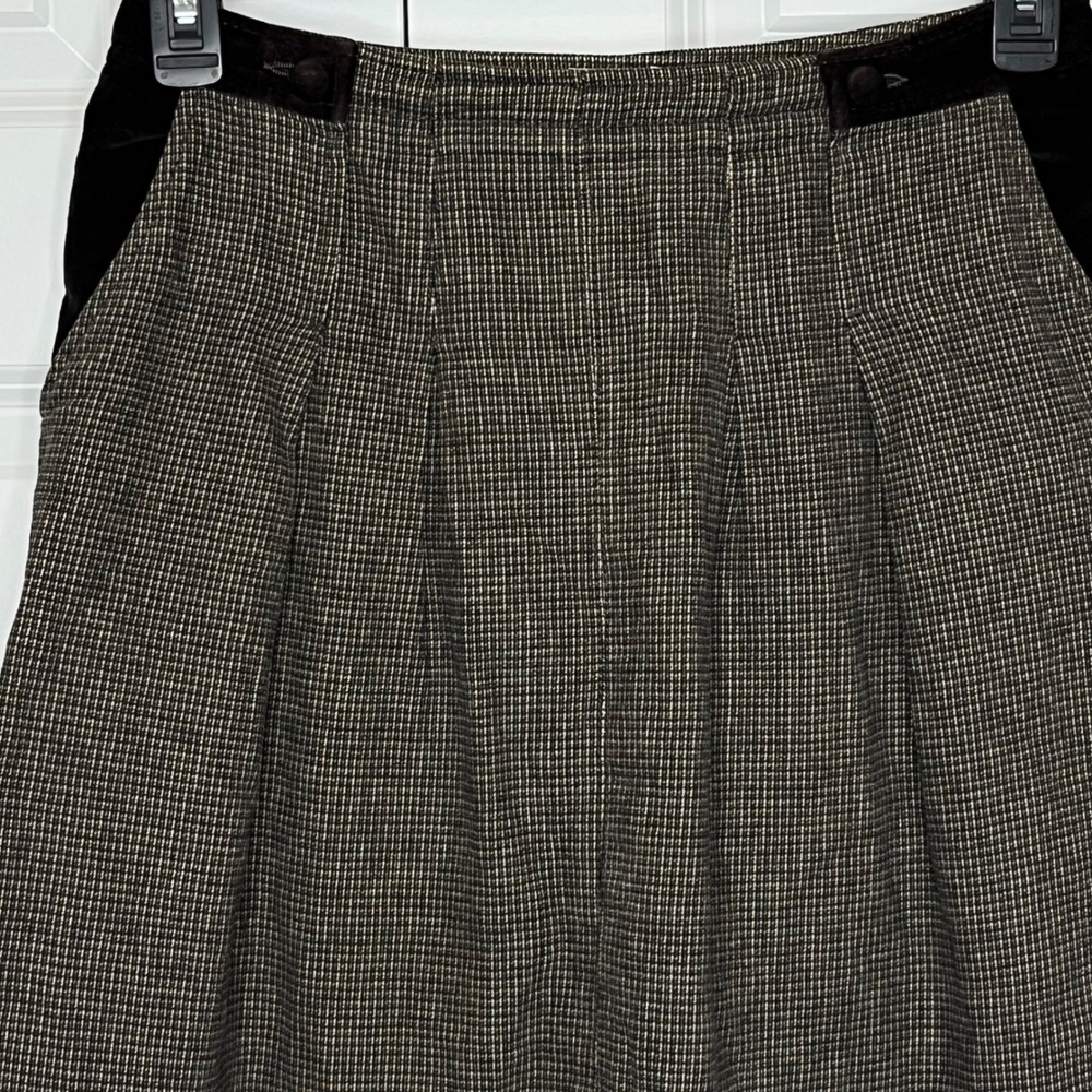 Stefanel Italy Skirt Small Brown Plaid A-Line Preppy Classic - Picture 4 of 11
